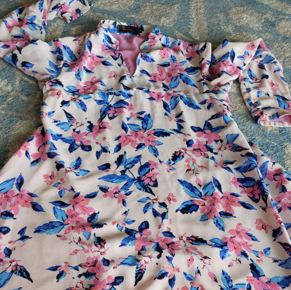 Hi lo midi shirt dress Pink floral